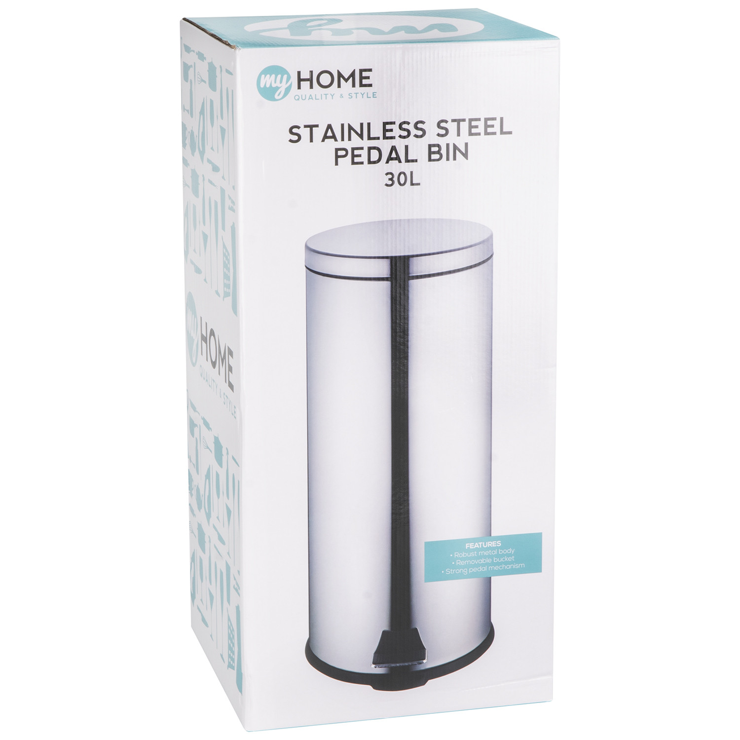 My Home Stainless Steel Pedal Bin 30L Image 3