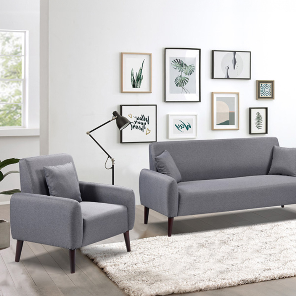 Brooklyn 2+3+1 Seater Grey Linen Sofa Set Image 2