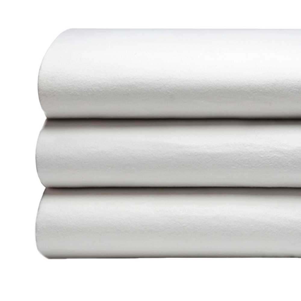 Serene Double White Brushed Cotton Flat Bed Sheet Image 2