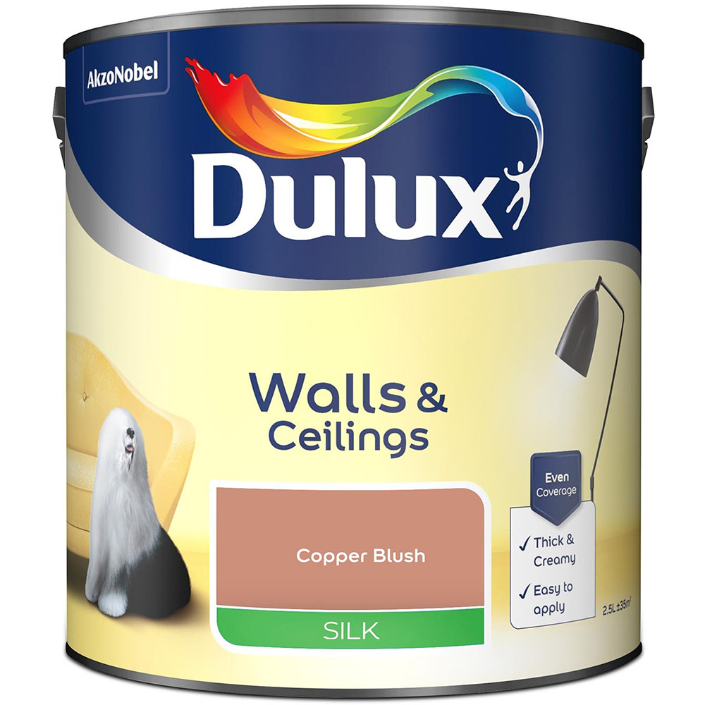 Dulux Walls and Ceilings Copper Blush Silk Emulsion Paint 2.5L Image 2