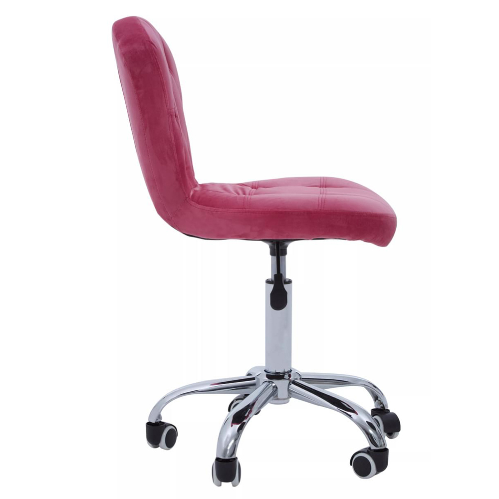 Premier Housewares Pink Velvet Buttoned Home Office Chair Image 4