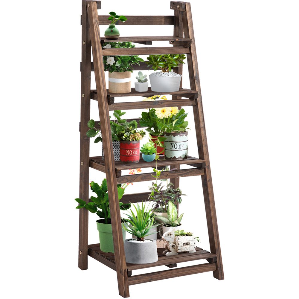 Outsunny 4 Tier Wooden Foldable Flower Pots Holder Stand Image 1