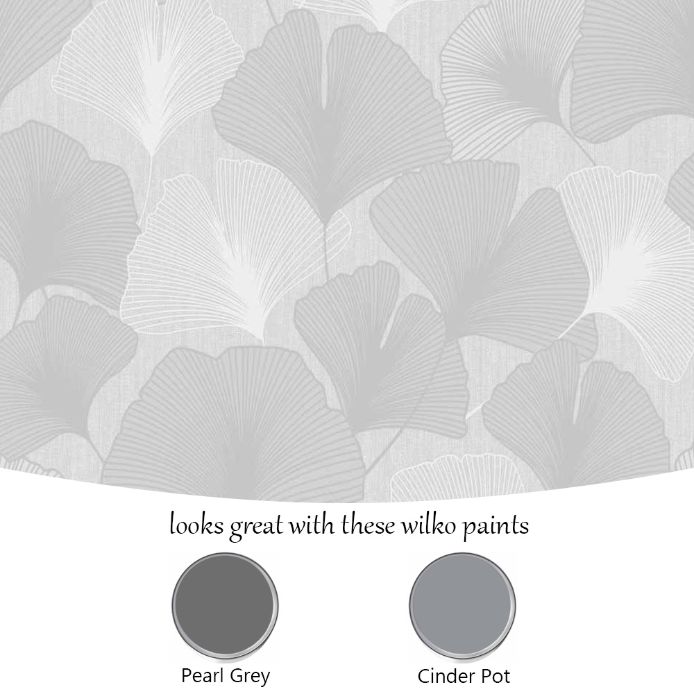 Superfresco Colours Gingko Leaves Silver Wallpaper Image 4