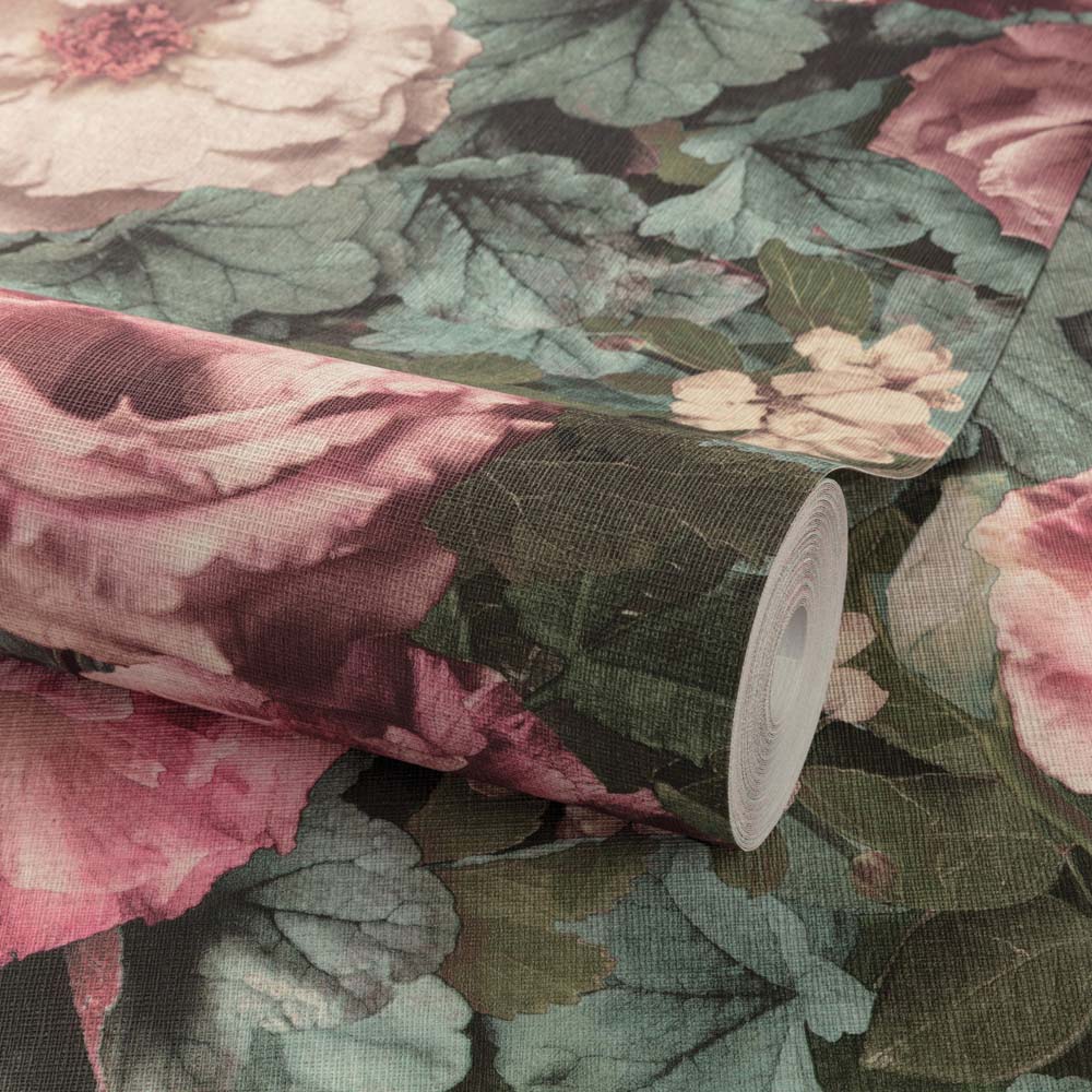 Grandeco Gramersby Vintage Rose Maxi Floral Blooms Pink Wallpaper Image 2