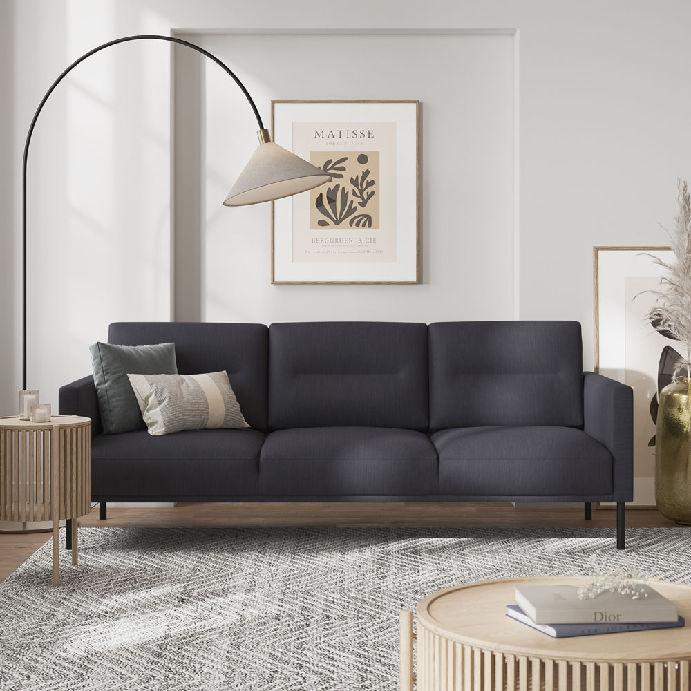 Florence Larvik 3 Seater Anthracite Sofa with Black Legs Image 9