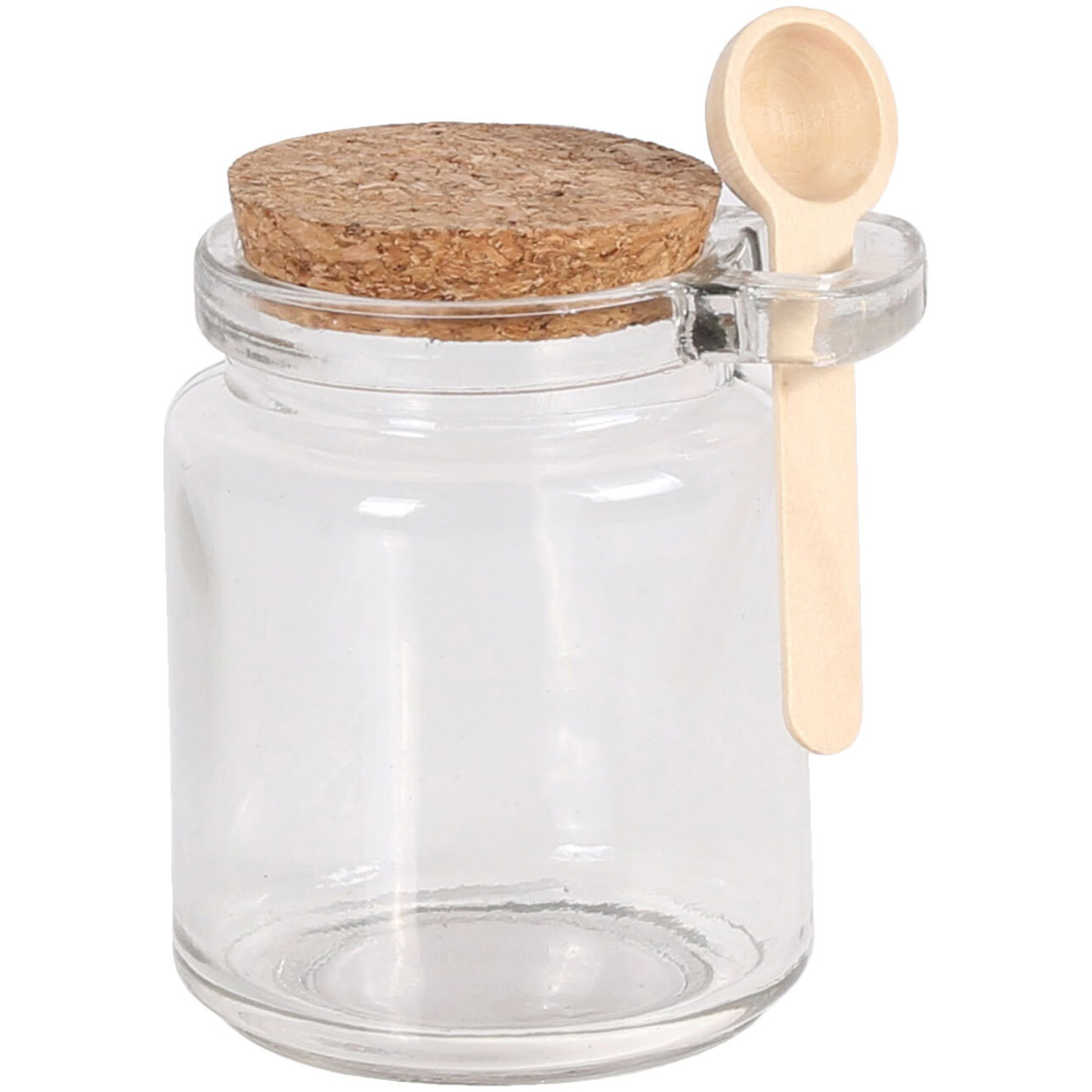 Cork Top Clear Storage Jar with Spoon Image 2