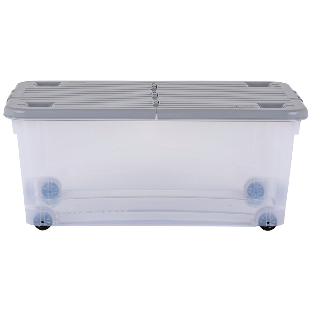 Wham Multisize Stackable Plastic Cool Grey Storage Box with Wheels and Folding Lid 3 Piece Image 5