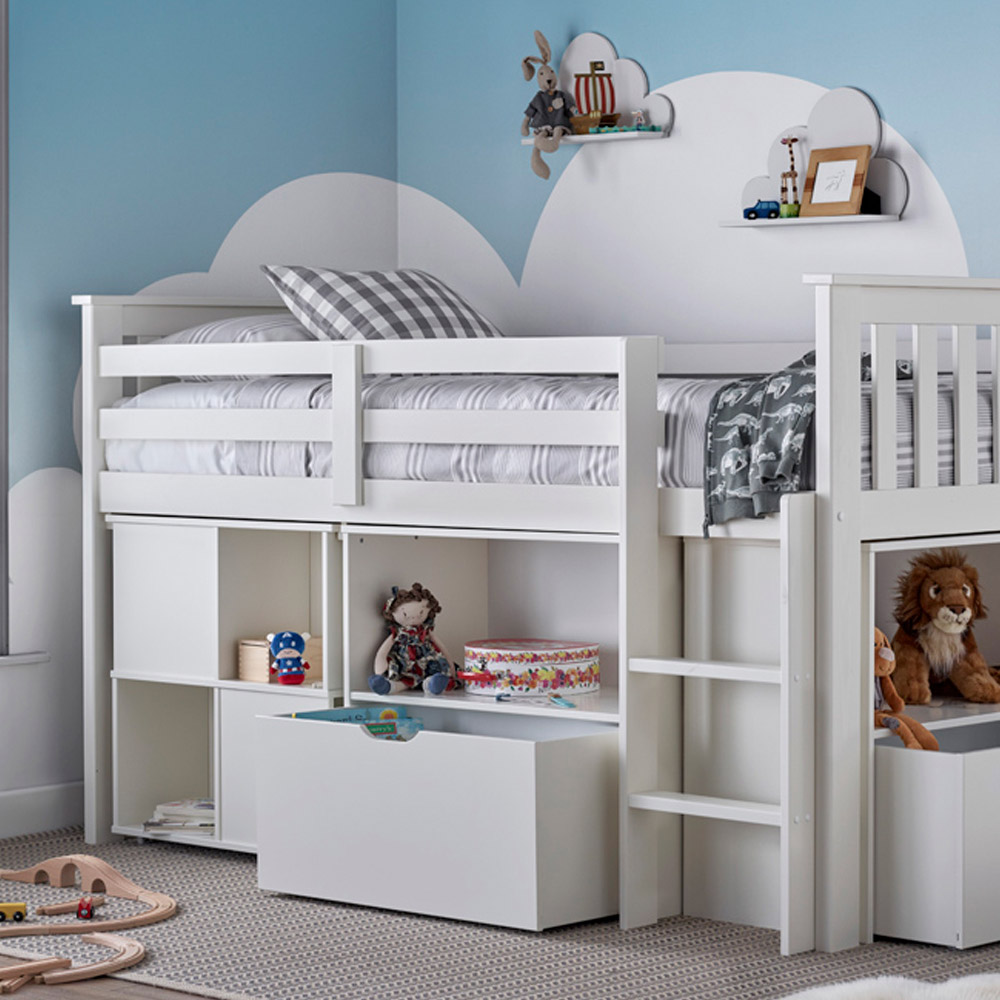 Milo Single White Sleep Station Desk Storage Bed Image 3