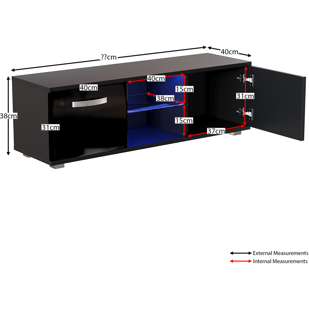 Vida Designs Cosmo 2 Door 2 Shelf Black Small TV Unit with LED Image 9