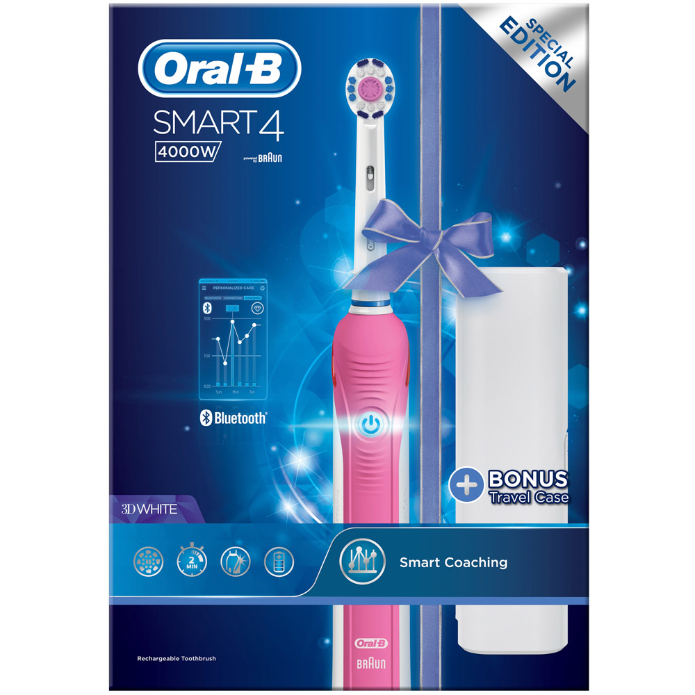 Oral-B Smart 4 4000W 3DWhite Pink Electric Tooth Brush Image 1