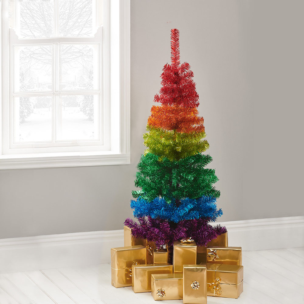 Wilko 5ft Slim Multicoloured Rainbow Christmas Tree Image 7