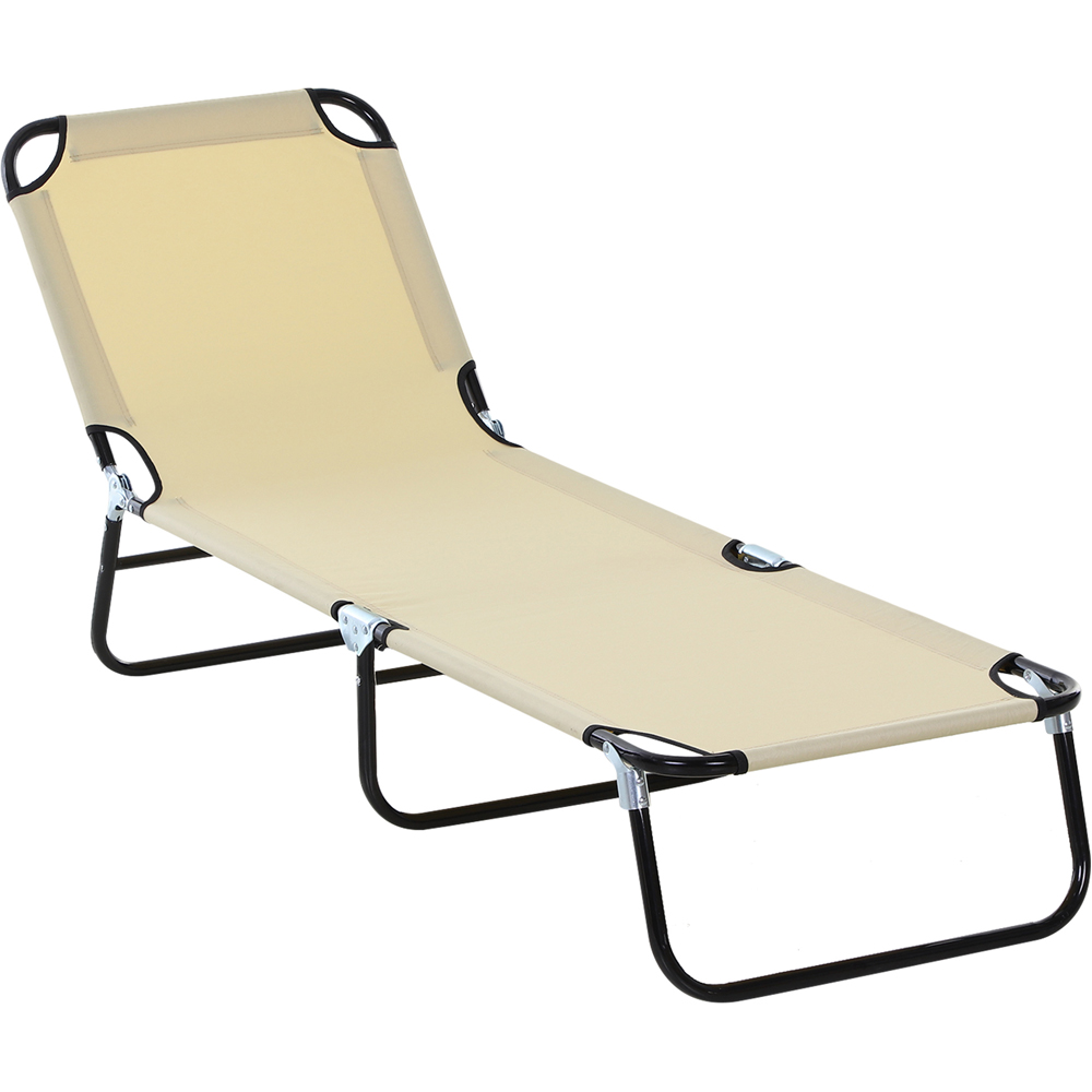 Outsunny Beige Foldable Sun Lounger Image 2