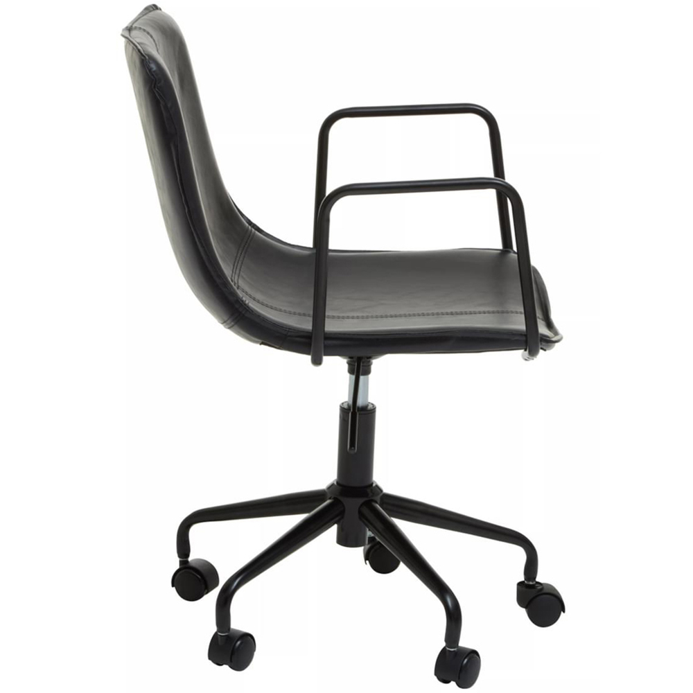 Premier Housewares Branson Black Leather Swivel Office Chair Image 4