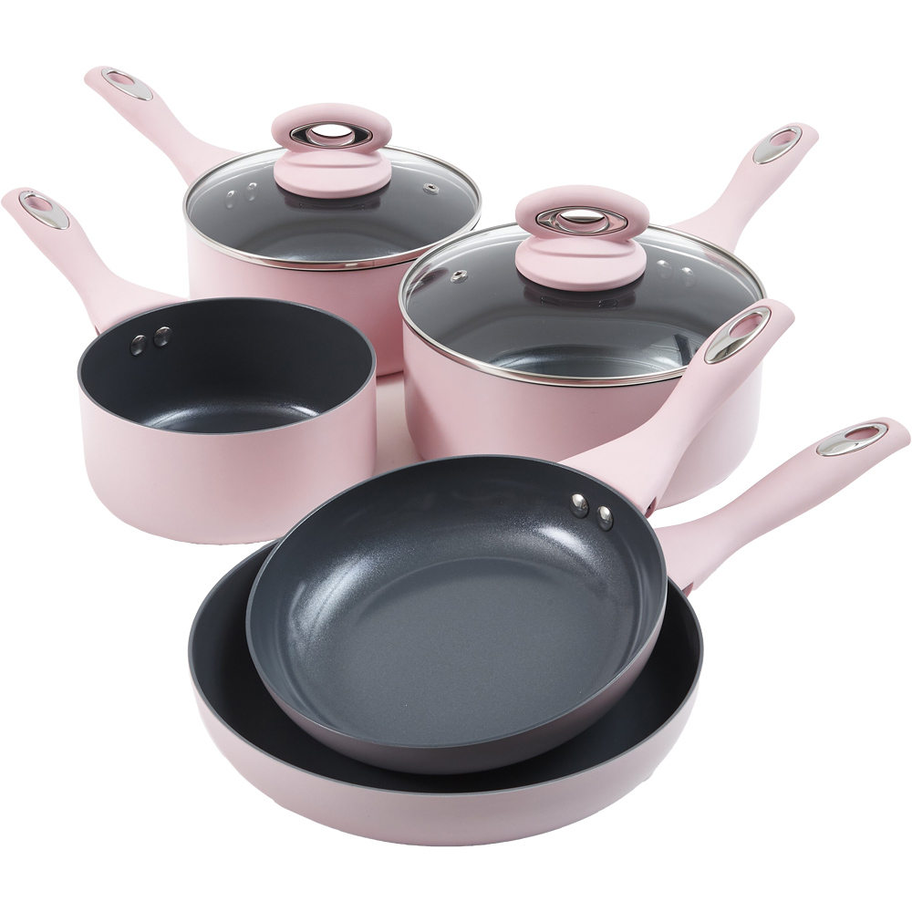 Cermalon Blush Pink Non Stick Aluminium Cookware Set of 5 Image 1