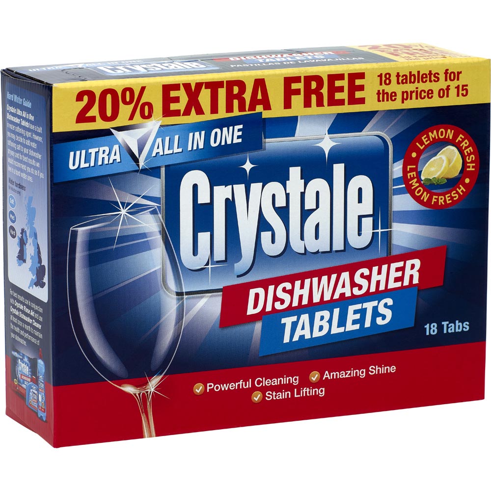 Crystale 5-in-1 Ultra Lemon Fresh Dishwasher Tablets 18 Washes Image 1