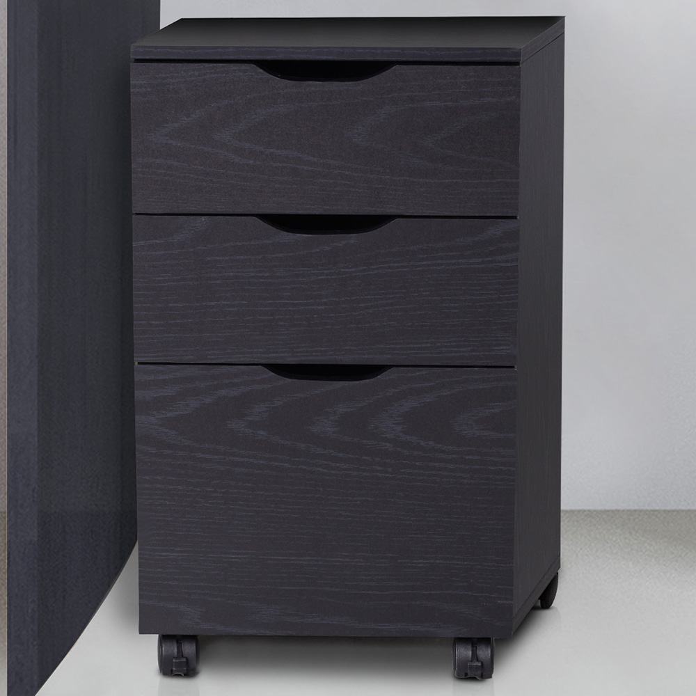 HOMCOM 3 Drawer Filing Cabinet with Wheels Image 1