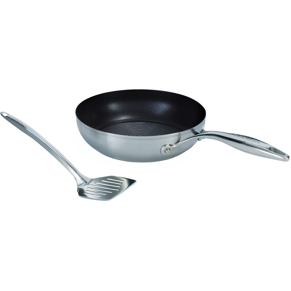 Circulon Steel Shield S Series 24cm Nonstick Stainless Steel Frying Pan with Slotted Turner Image 1