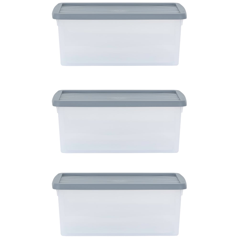 Wham 9L Stackable Plastic and Clear Storage Box and Lid 3 Pack Image 1
