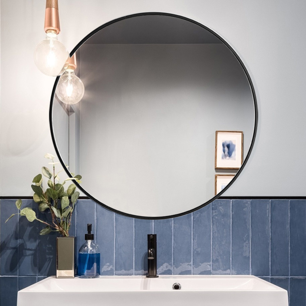Living and Home Black Frame Nordic Wall Mounted Bathroom Mirror 80cm Image 5