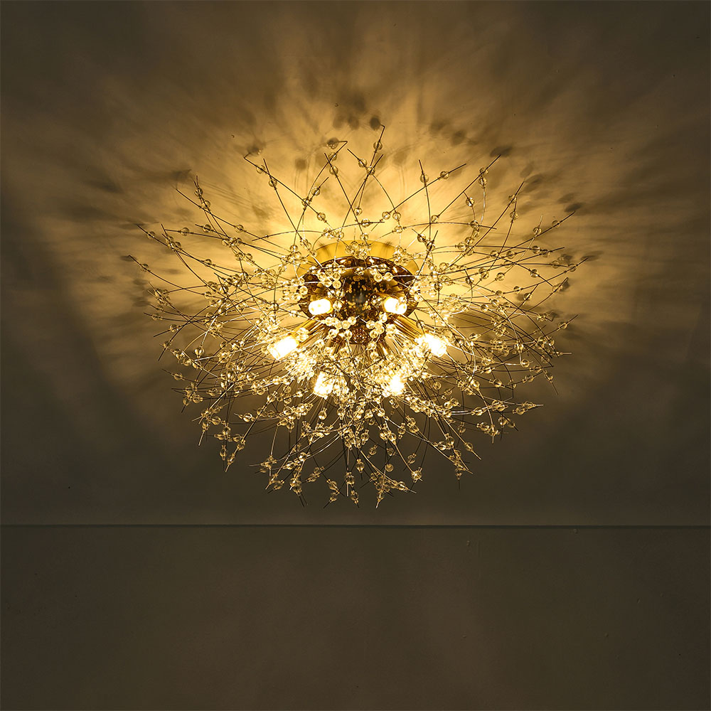 Living and Home Gold Sputnik Flush Mount Ceiling Light 50cm Image 3