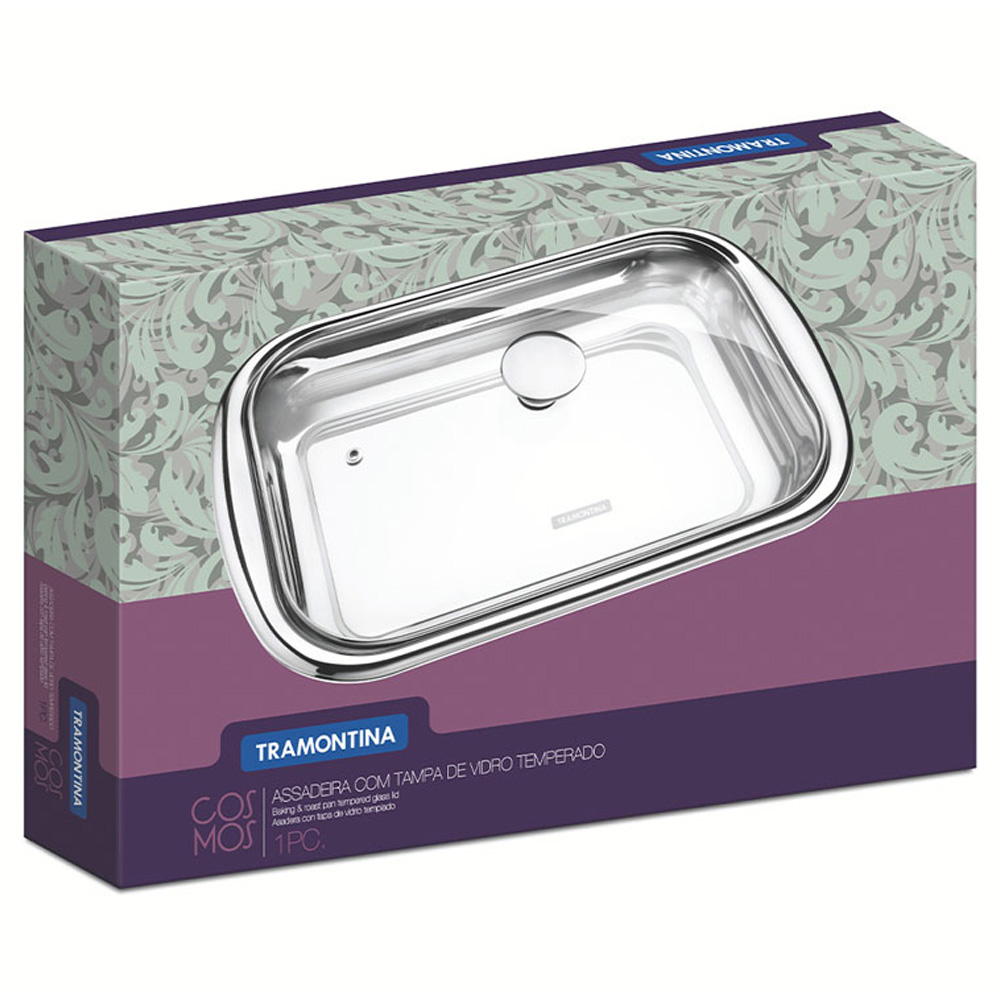Tramontina 2.2L Stainless Steel Roasting Pan with Glass Lid Image 6