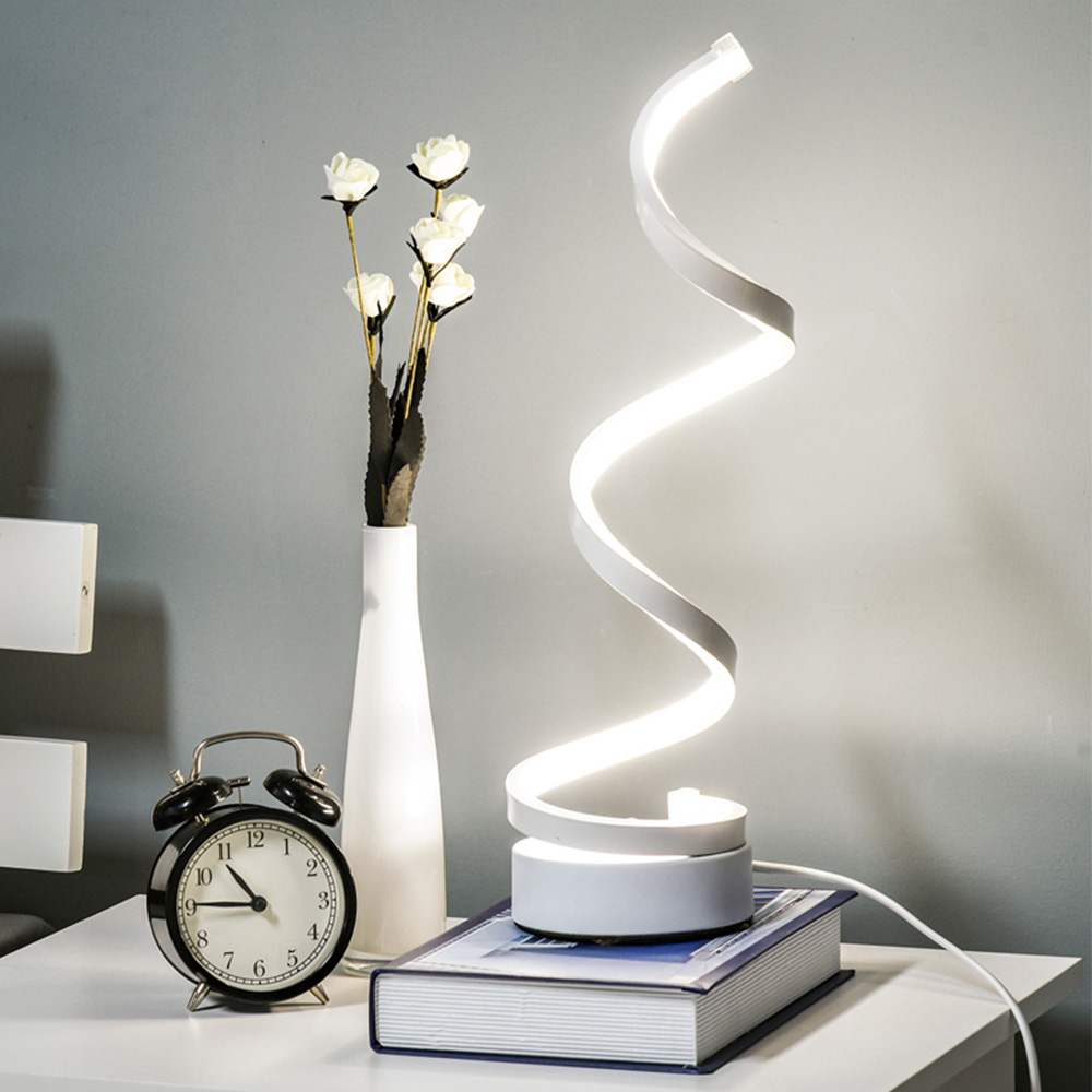 Portland Modern Wave Shaped White LED Table Lamp Image 2