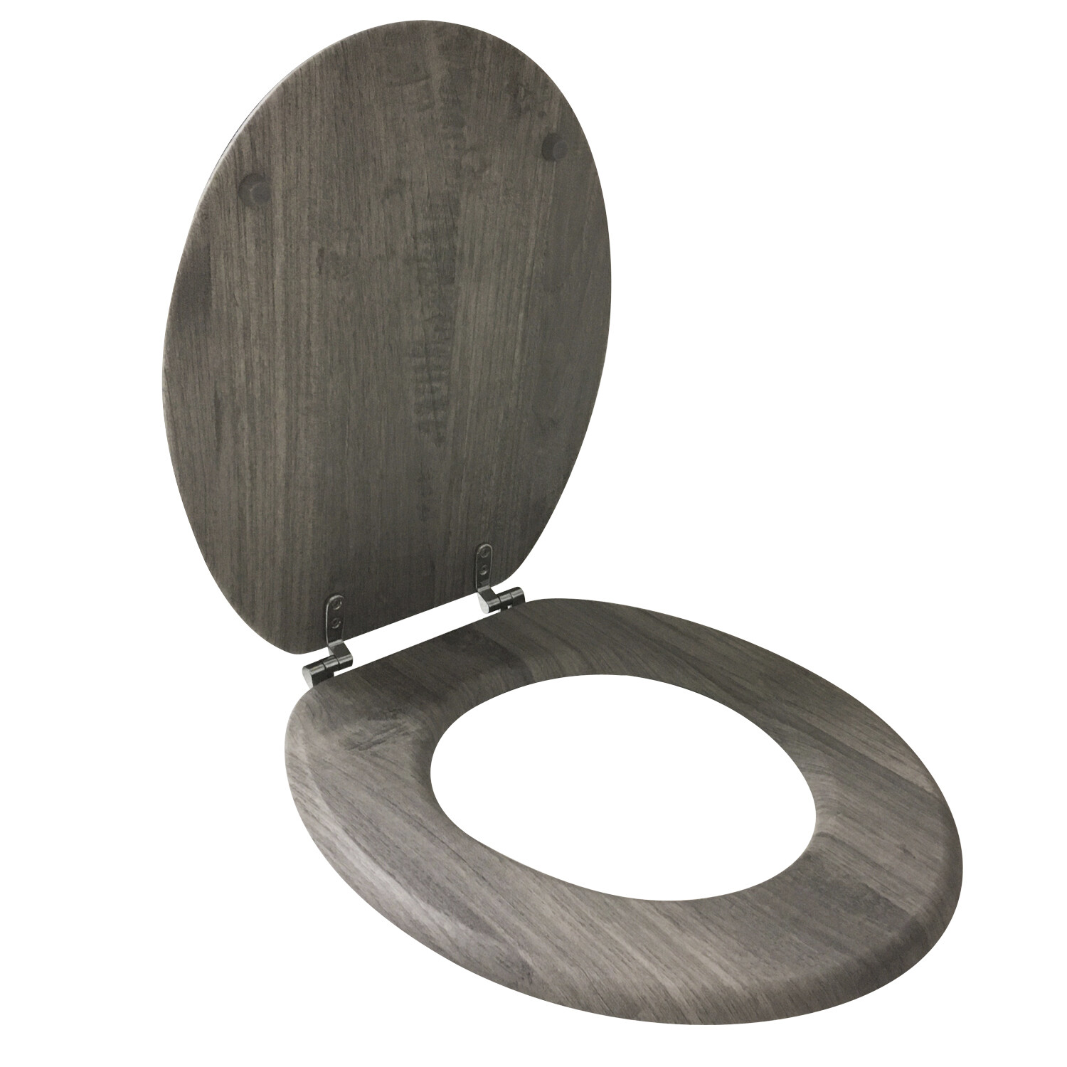 Grey Wooden Effect Toilet Seat Image 2