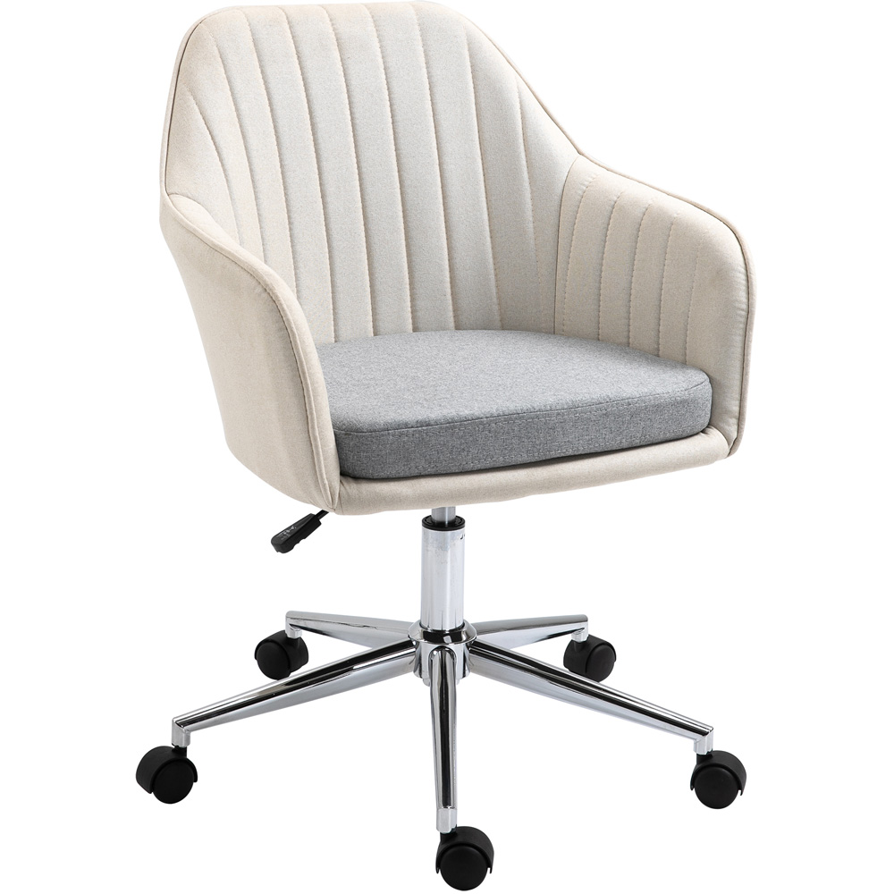 Portland Leisure Cream Linen Swivel Office Chair Image 2