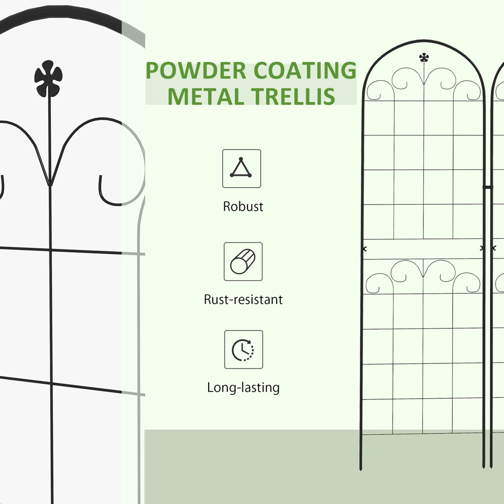 Outsunny Metal Floral Design Trellis Frames Garden Planter 2 Pack Image 6