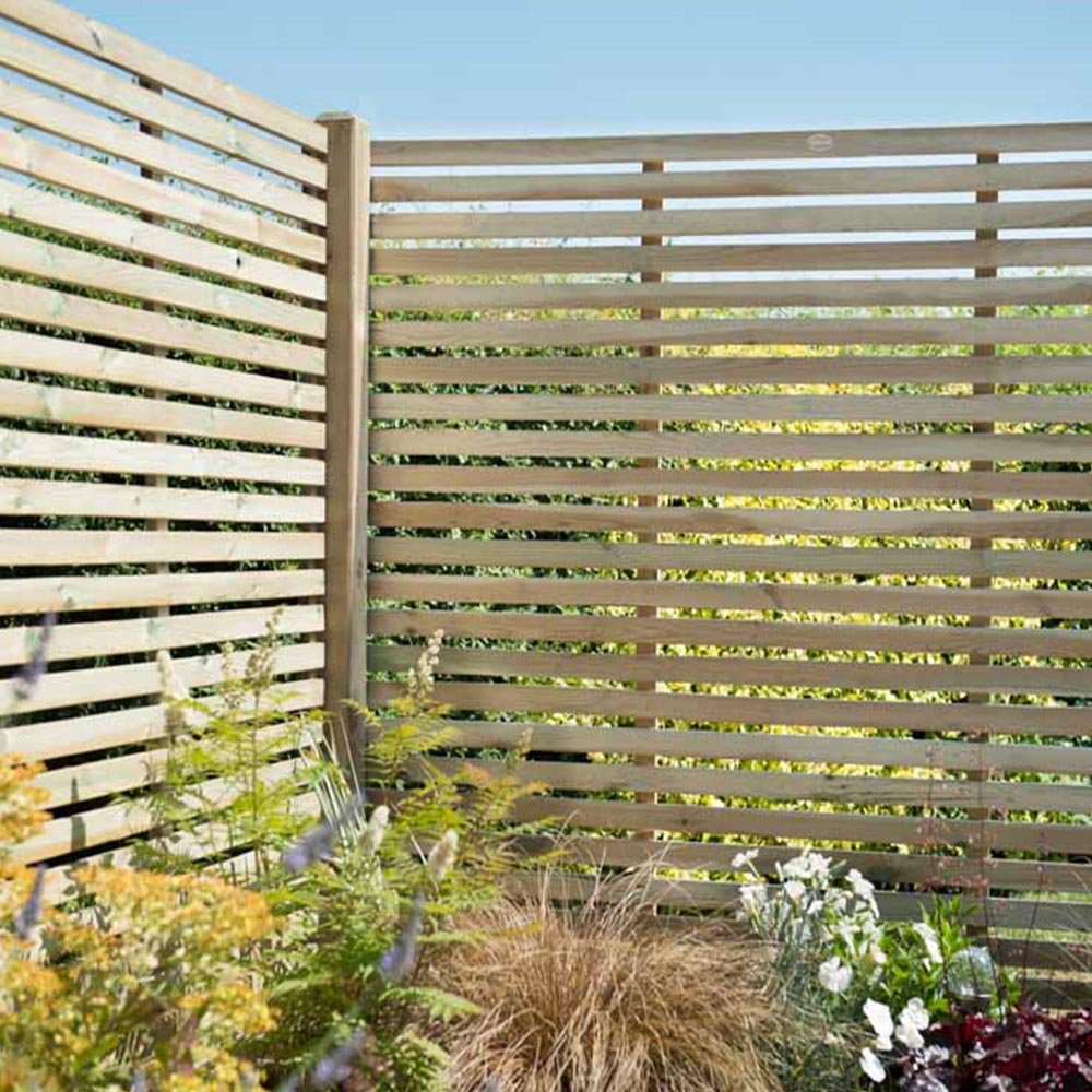 Forest Garden 6 x 4ft Pressure Treated  Slatted Fence Panel Image 1