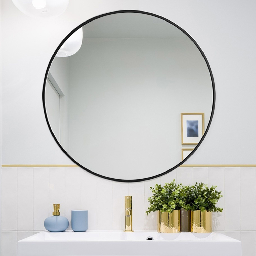 Living and Home Black Frame Nordic Wall Mounted Bathroom Mirror 80cm Image 6