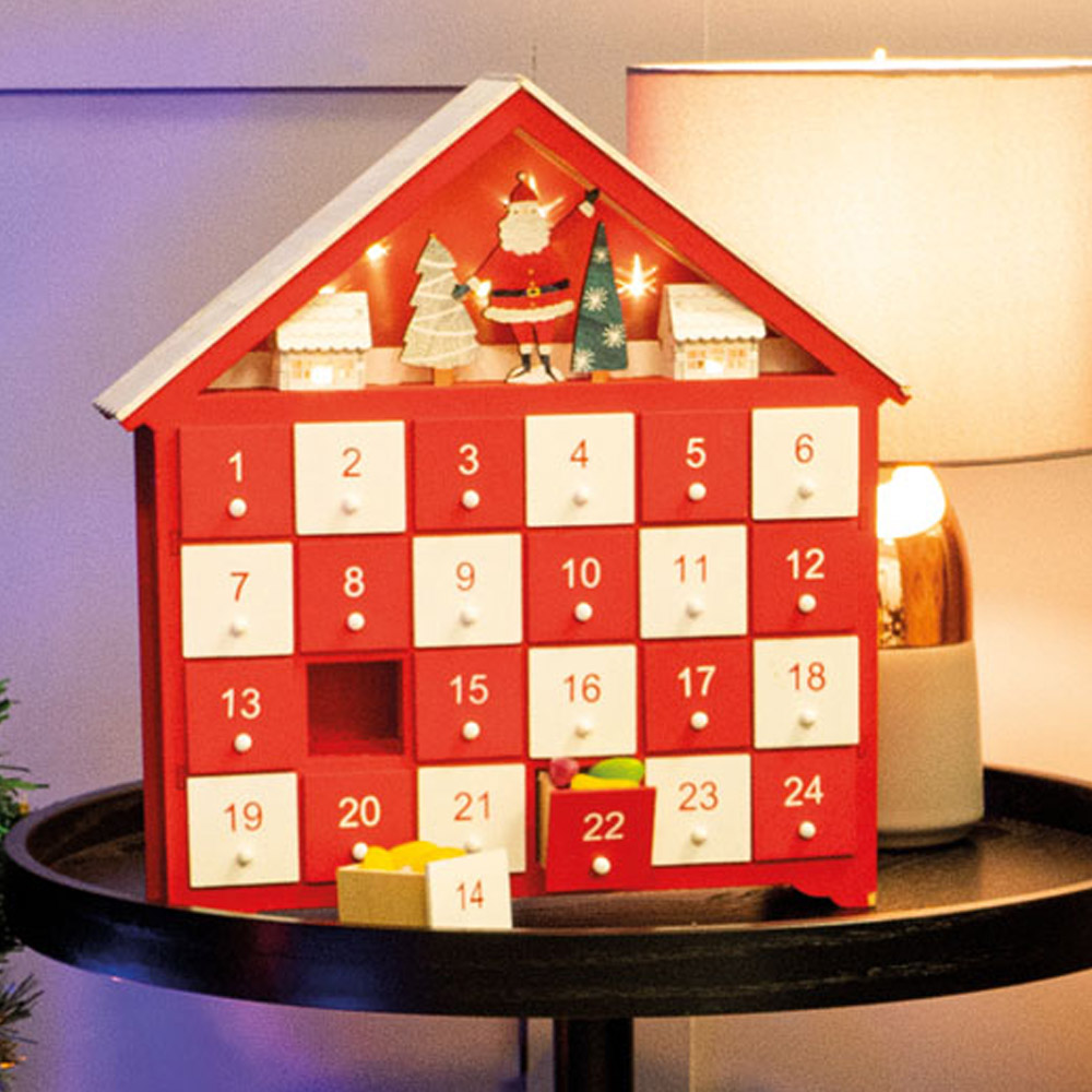 St Helens Red and White Wooden Advent Calendar Image 4