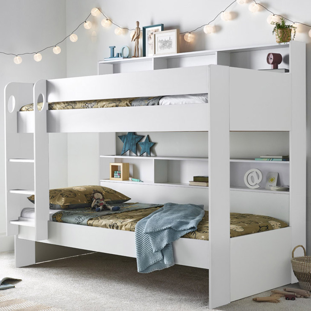 Oliver White Storage Bunk Bed with Memory Foam Mattresses Image 1