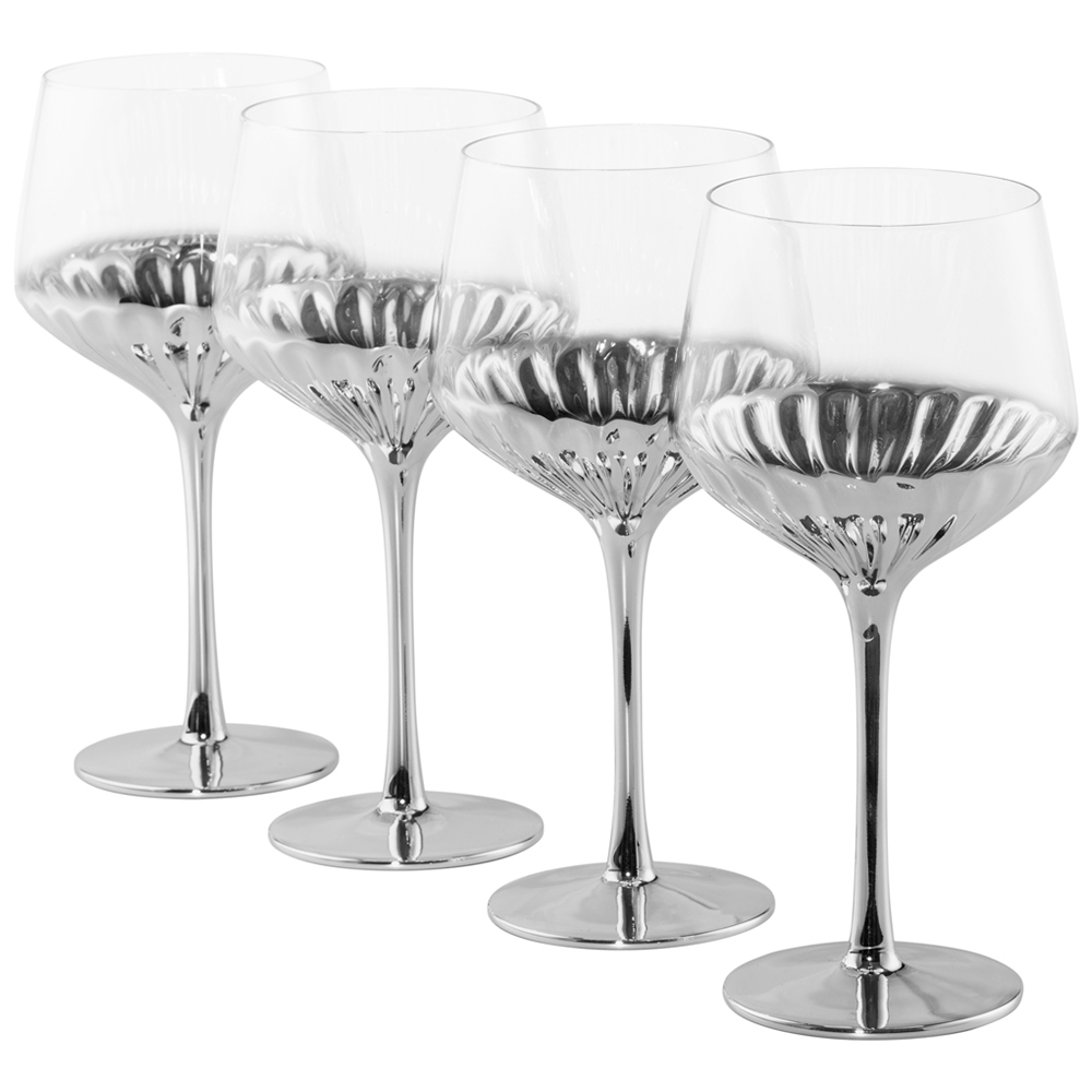 Waterside Glam Silver 4 Piece Wine Glasses Image 1