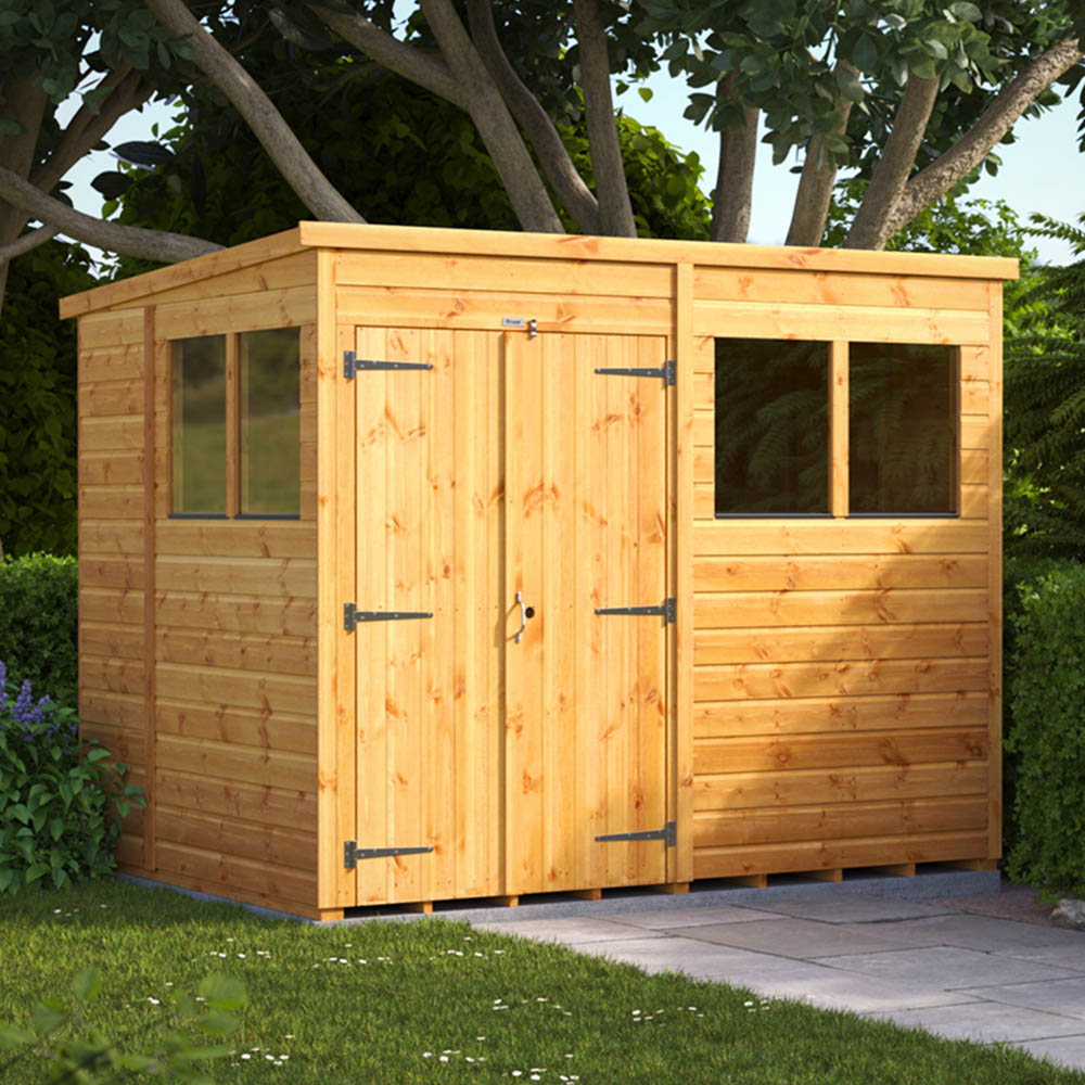 Power Sheds 8 x 6ft Double Door Pent Wooden Shed with Window Image 2