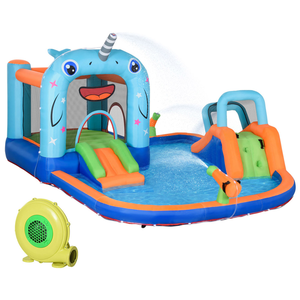 Outsunny 5-in-1 Whale Style Bouncy Castle Image 1