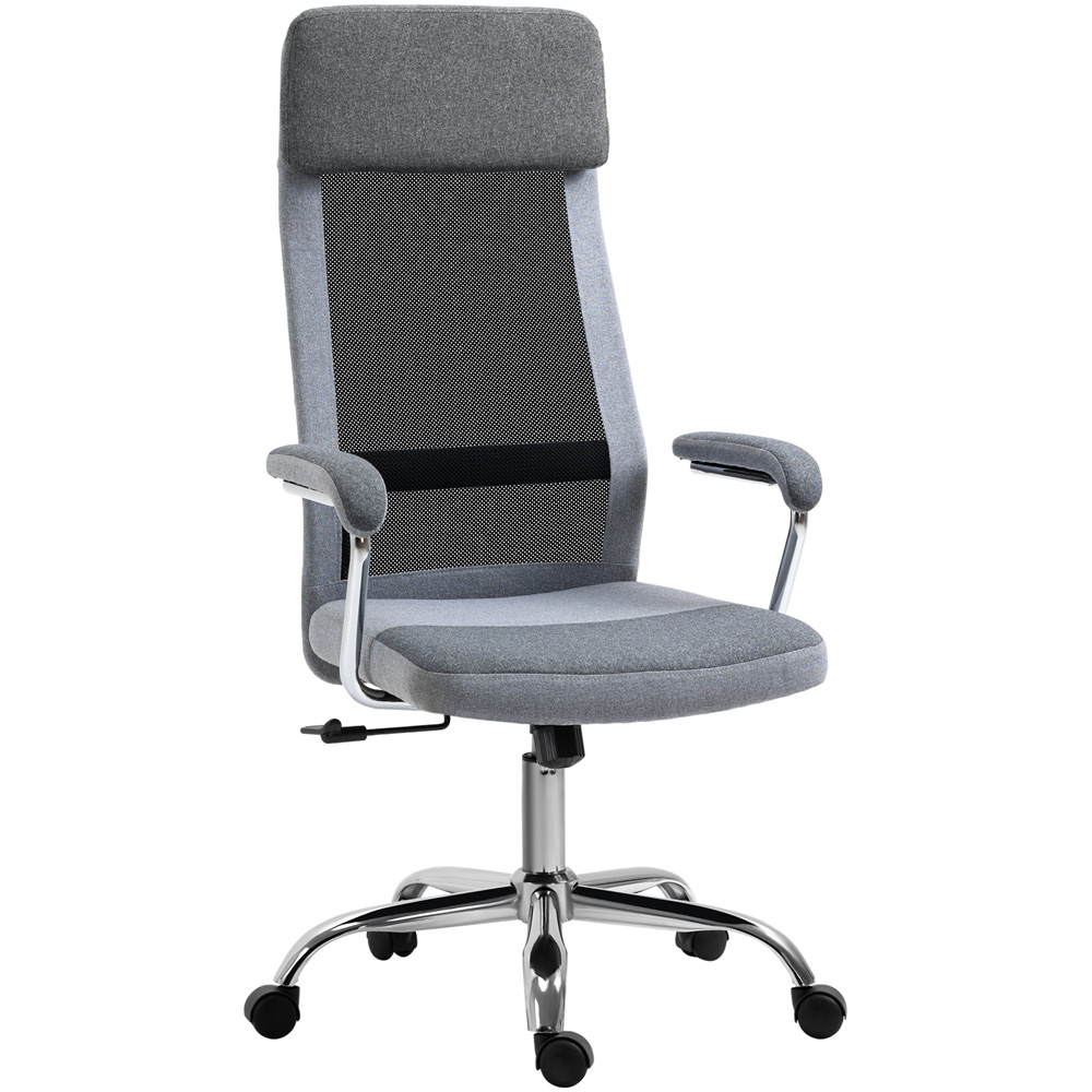 Portland Grey Linen and Mesh Swivel Office Chair Image 2