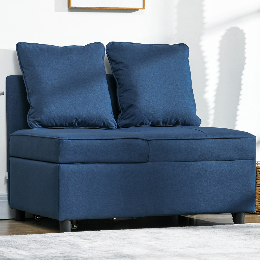 Portland Blue Single Sleeper Recliner Sofa Bed Image 1