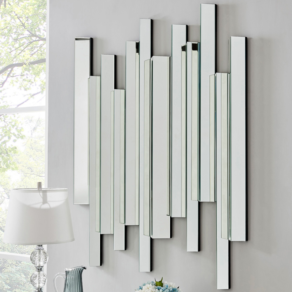 Furniturebox Aurora Large Silver Contemporary Modern Wall Mirror Image 2