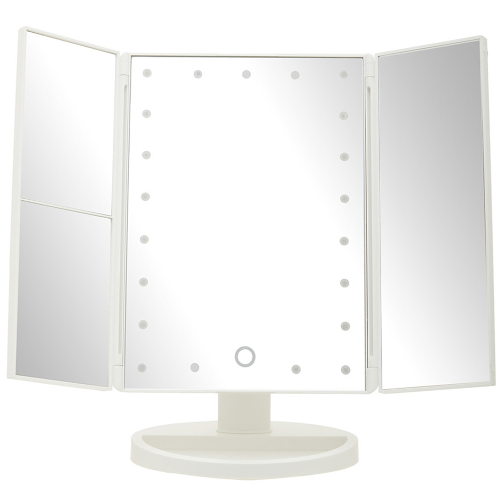 Premier Housewares Cassini Tri Fold White LED Table Mirror Image 2