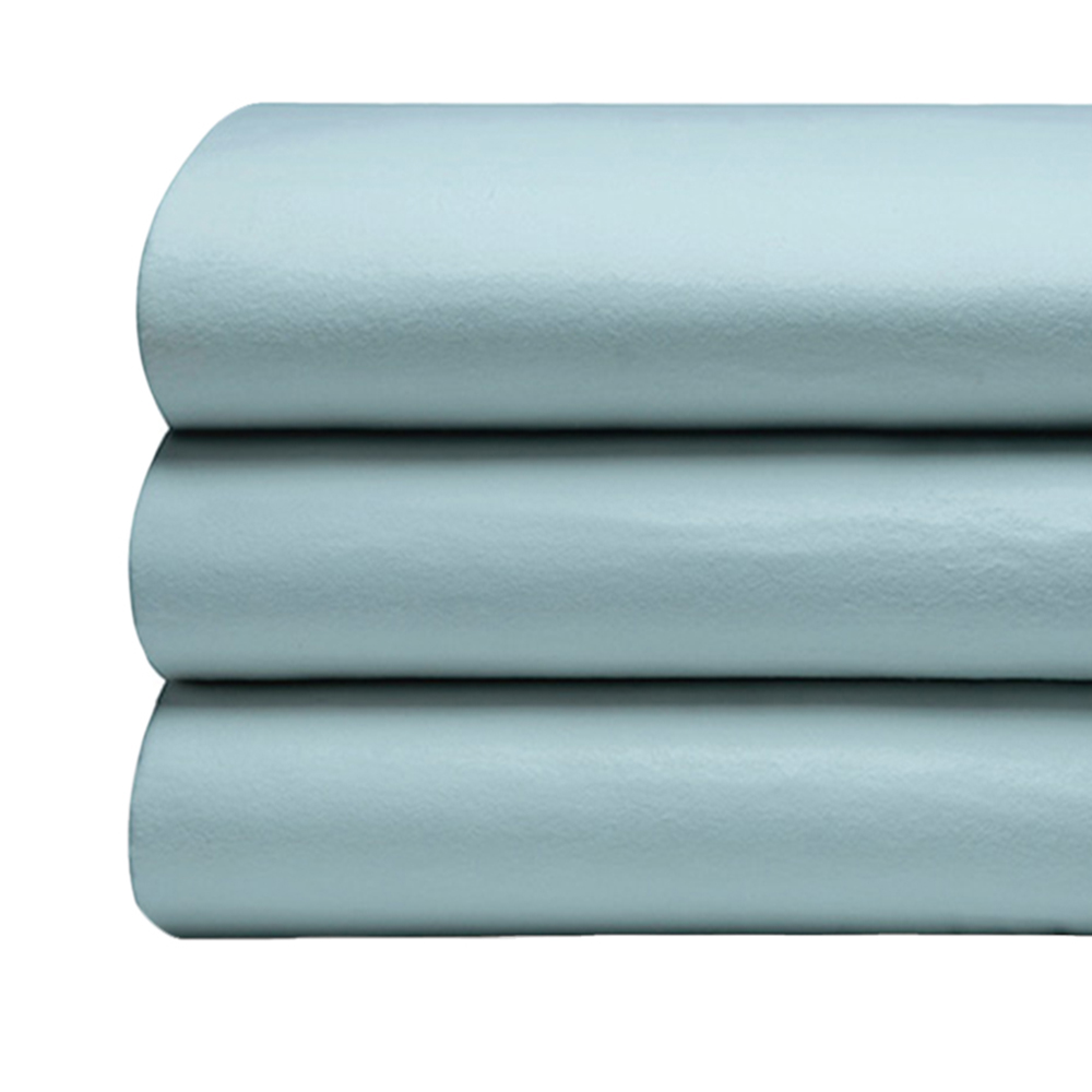 Serene King Size Blue Brushed Cotton Flat Bed Sheet Image 2