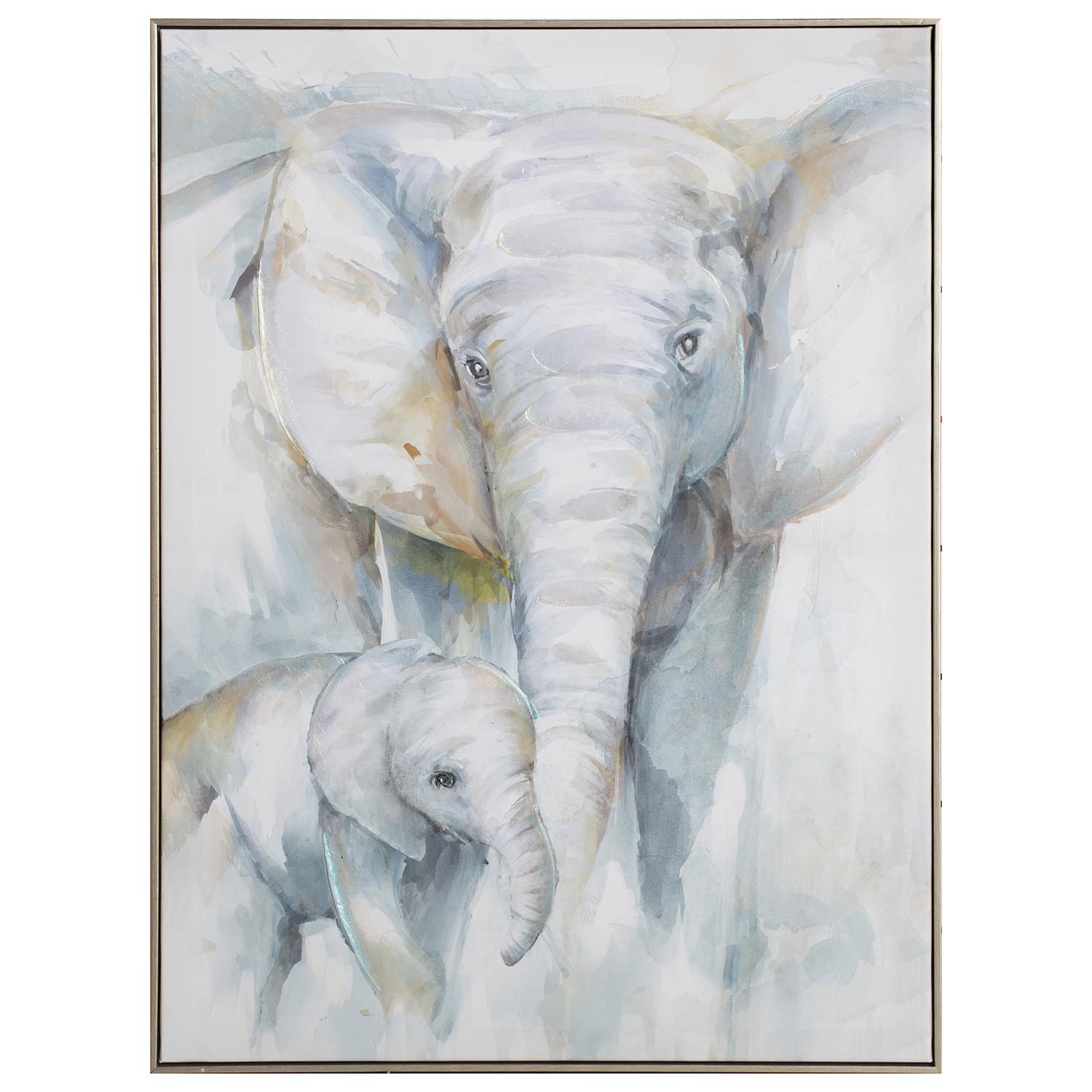 Neutral Doting Elephant Framed Canvas Print 80 x 60cm Image