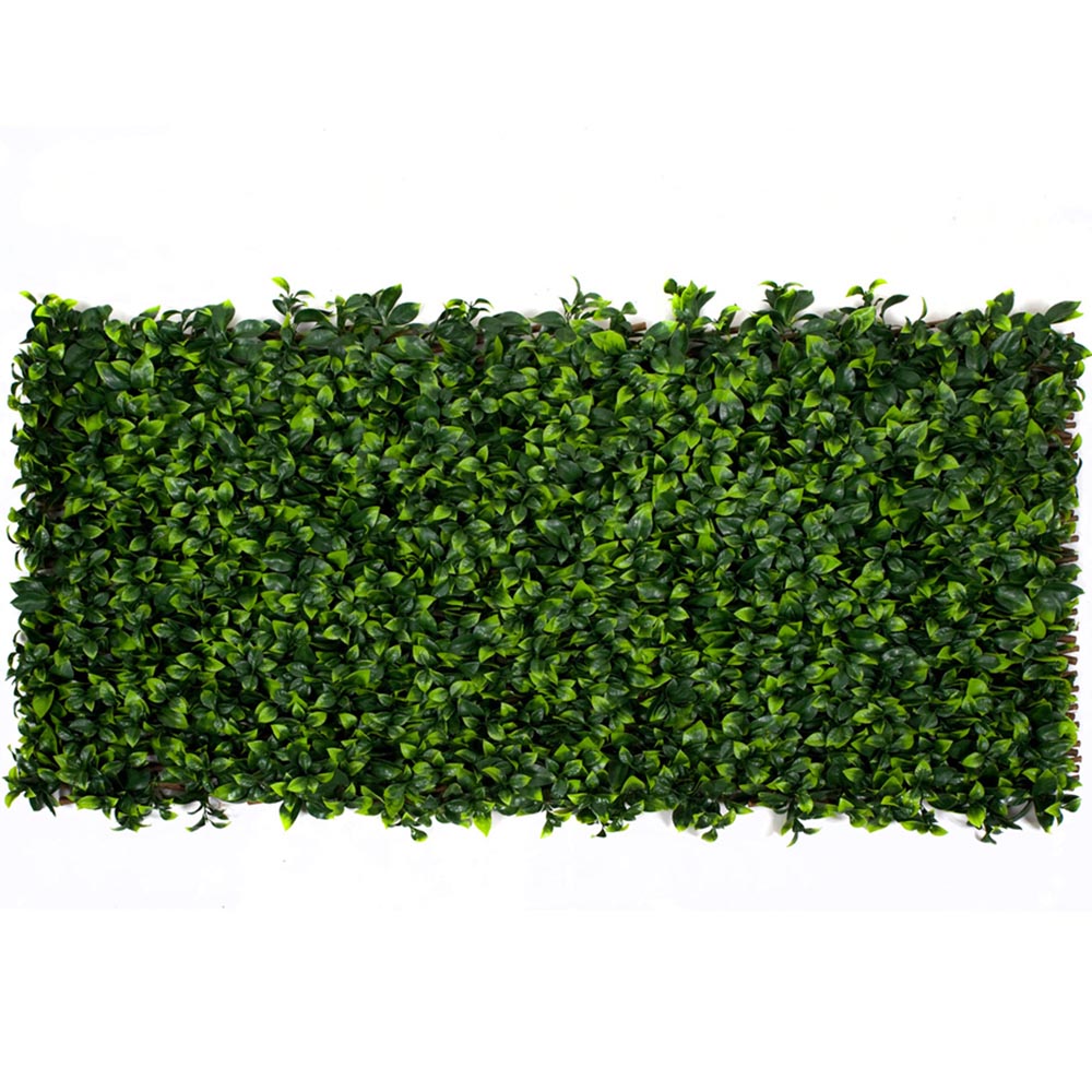 GreenBrokers Artificial Variegated Green Leaf Foliage Expandable Willow Trellis 100 x 200cm Image 1