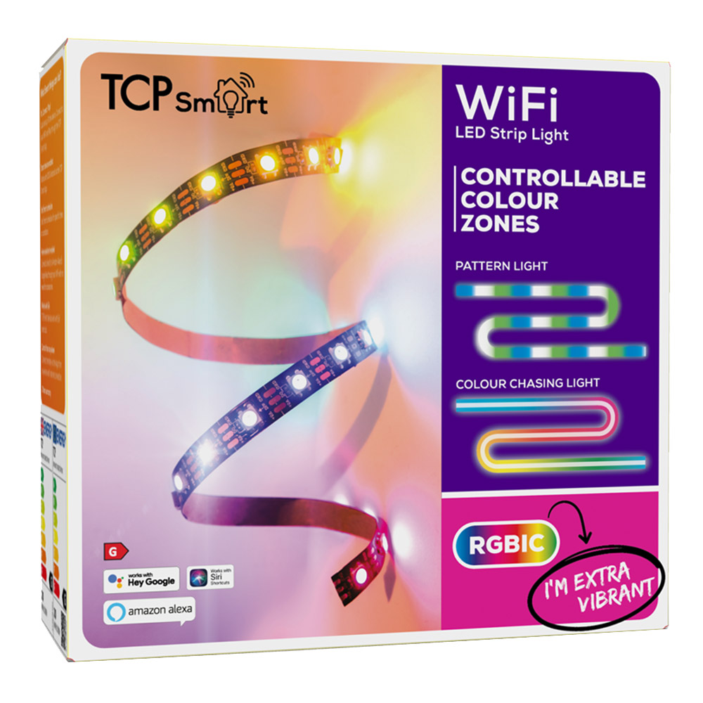 TCP Smart LED Strip Light RGBIC 5M Image 1
