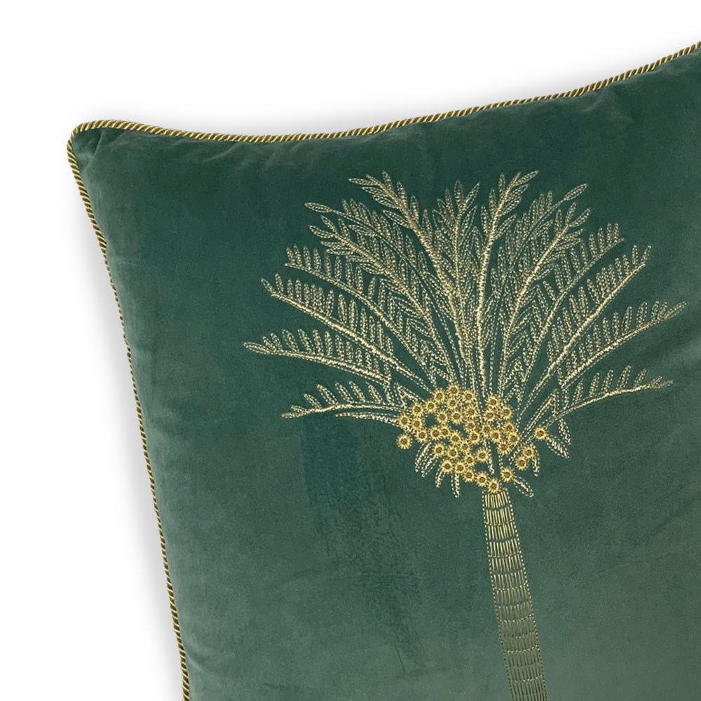 furn. Desert Palm Mineral Embroidered Velvet Cushion Image 2