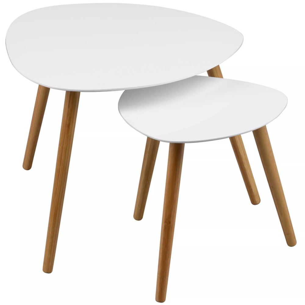 Interiors by Premier Nostra Gloss White and Natural Nest of Tables Set of 2 Image 2