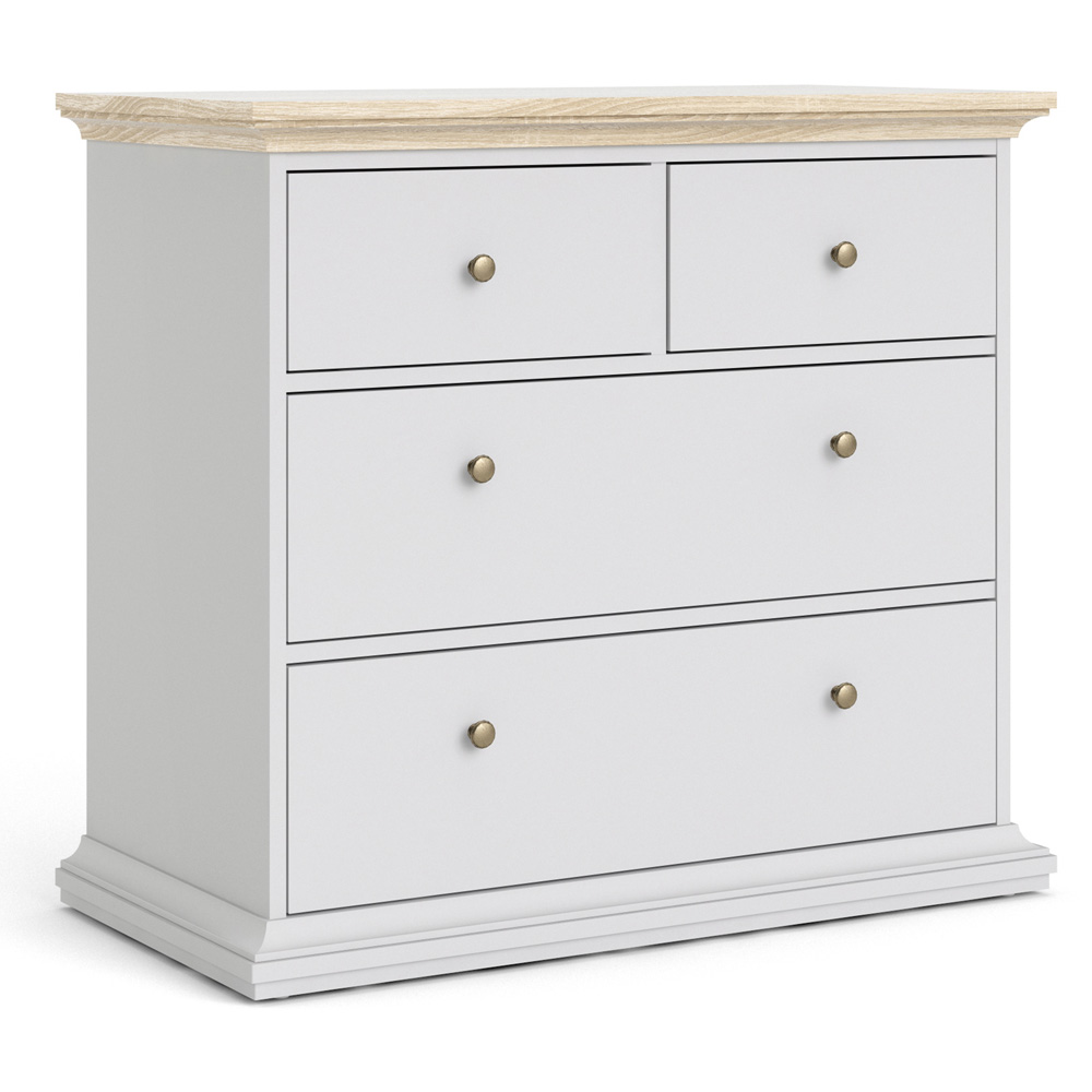 Florence Paris 4 Drawer White and Oak Chest of Drawers Image 2