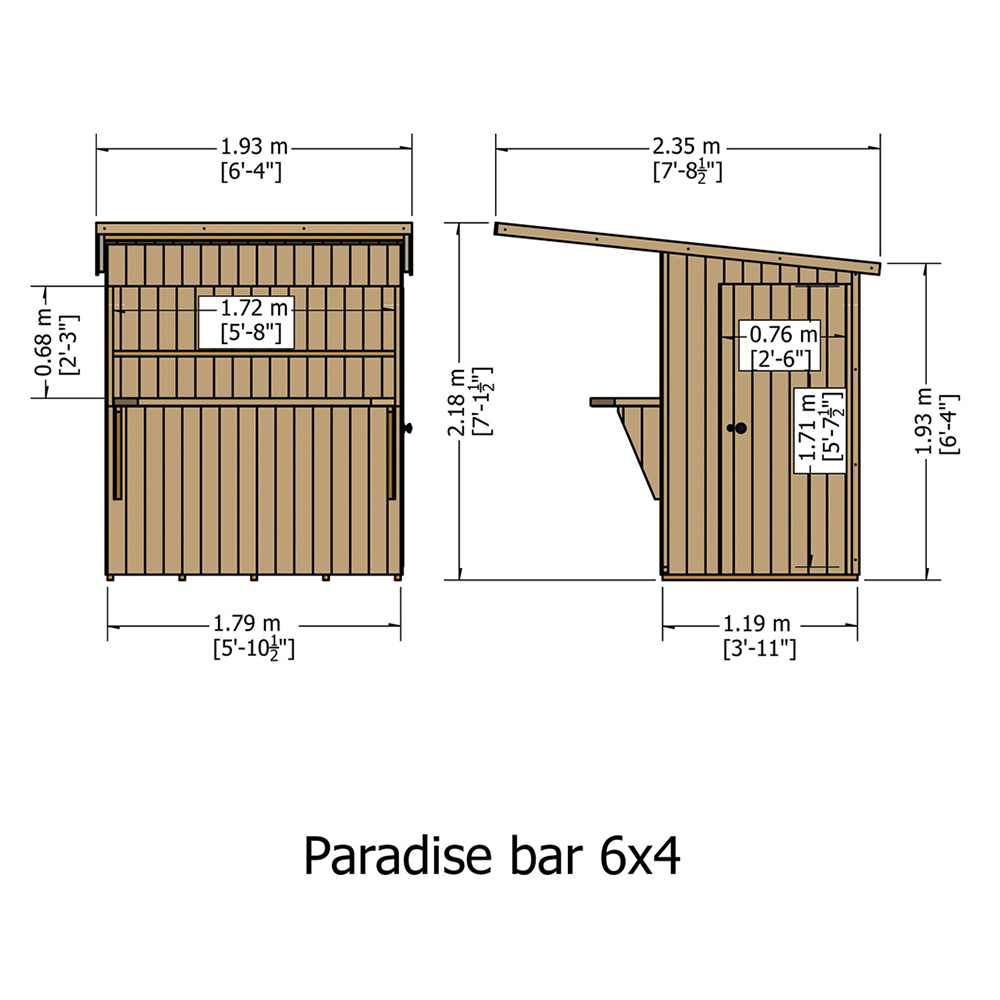 Shire 6 x 4ft Pent Garden Bar Shed Image 5
