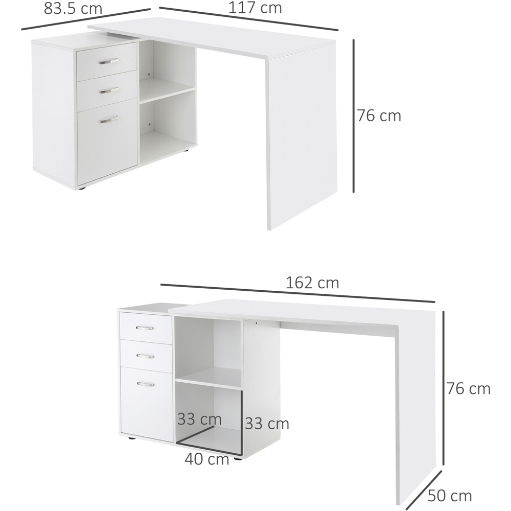 Portland 3 Drawer 2 Shelf L Shaped Desk White Image 7