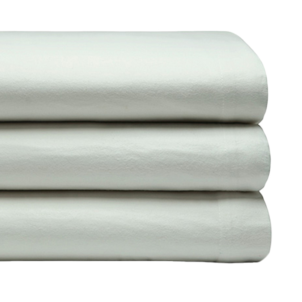 Serene King Size Apple Green Brushed Cotton Flat Bed Sheet Image 3